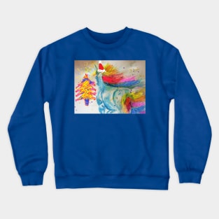 Unicorn Christmas Watercolour Painting Crewneck Sweatshirt